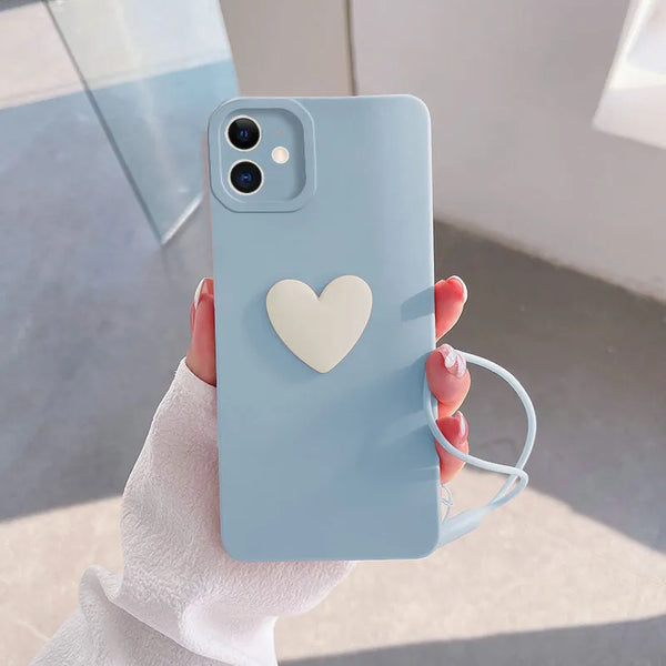 Apple - iPhone 11 Zebana Kalpli Love Silikon Kılıf - Açık Mavi